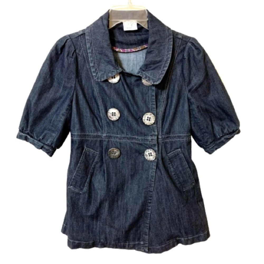 TRF Trench Short Sleeve Coat - Dark Blue - Medium